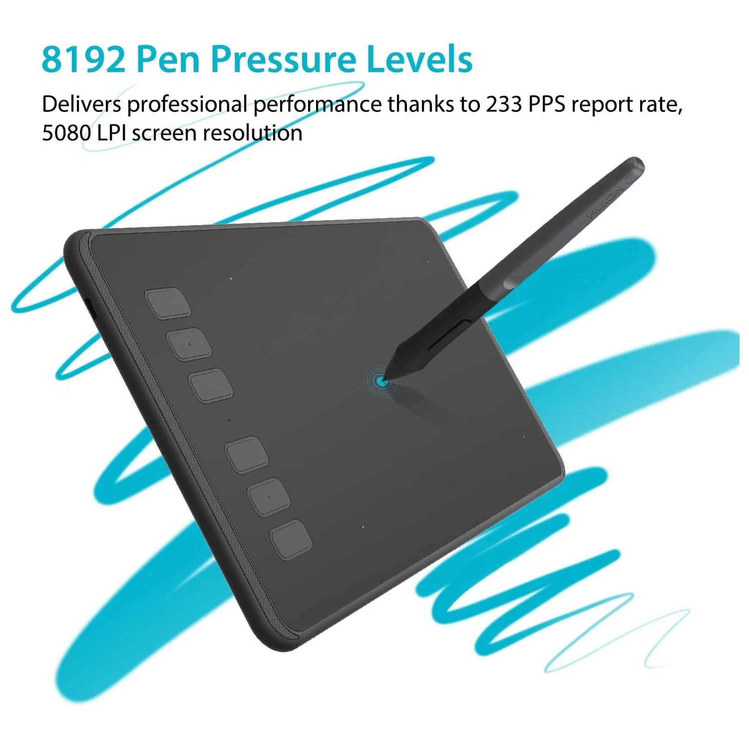 Tablet Grafis 6X4 Inci Huion H640P dengan Pena Digital Tekanan 8192 Level 6 Tombol Ekspres, Kompatibel dengan Windows Mac Android