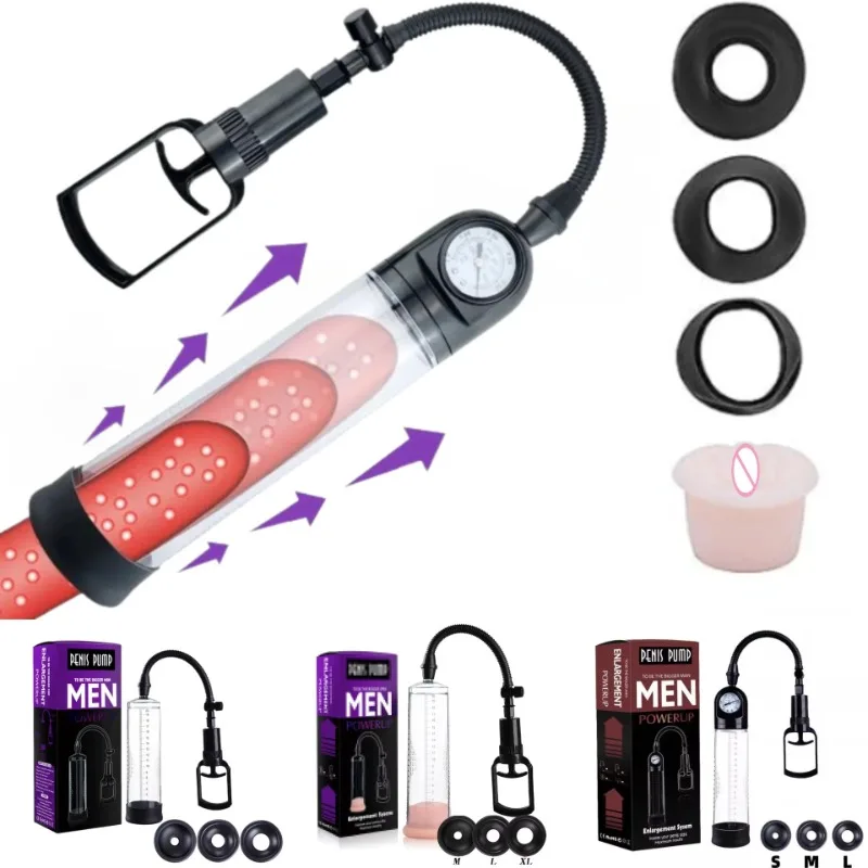 Penis Pump Sex Toys for Men Male Masturbator Penis Extender Vacuum Pump Penis Enlargement Enhancer Dick Trainer Massager Ring