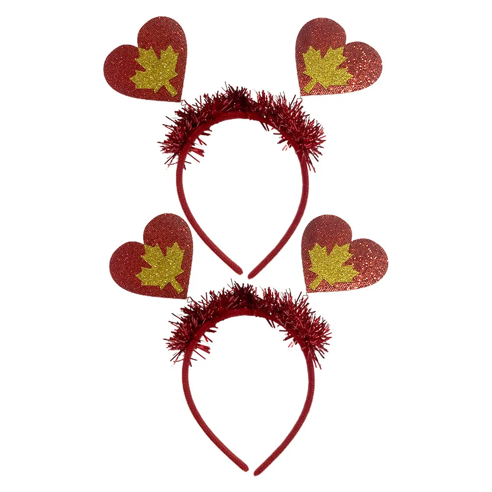 Maple Leaf Hairbands 2 Piece Decorative Hair Hoops for Canada Day Festival Party Headwear Accessories