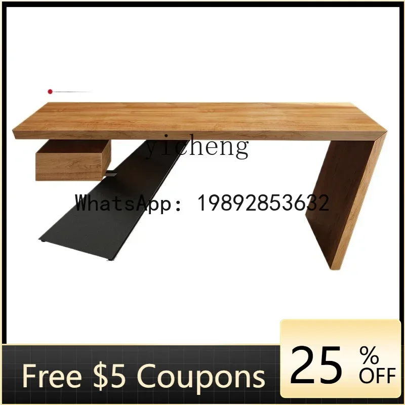 Z6 Solid Wood Desk Industrial Style Desktop Computer Desk Workbench Boss President Desk