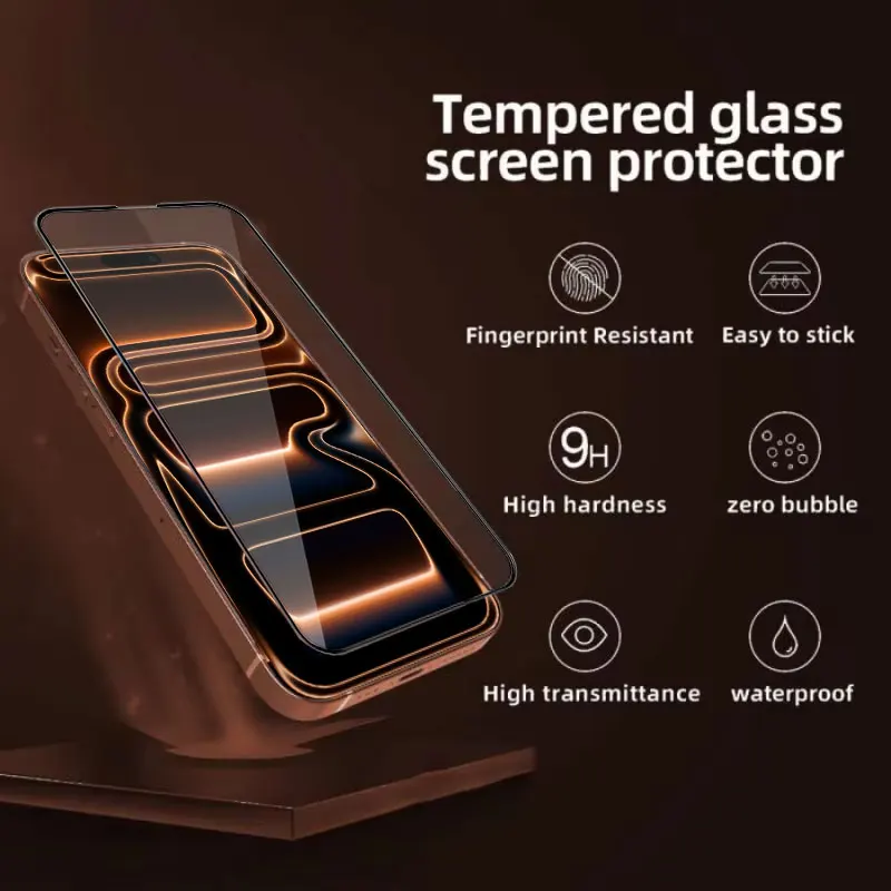 3-5 قطعة نظارات مقسى آيفون 17 برو ماكس الهواء غطاء كامل واقيات الشاشة آيفون 11 12 13 14 15 16 برو ماكس زائد 16e
