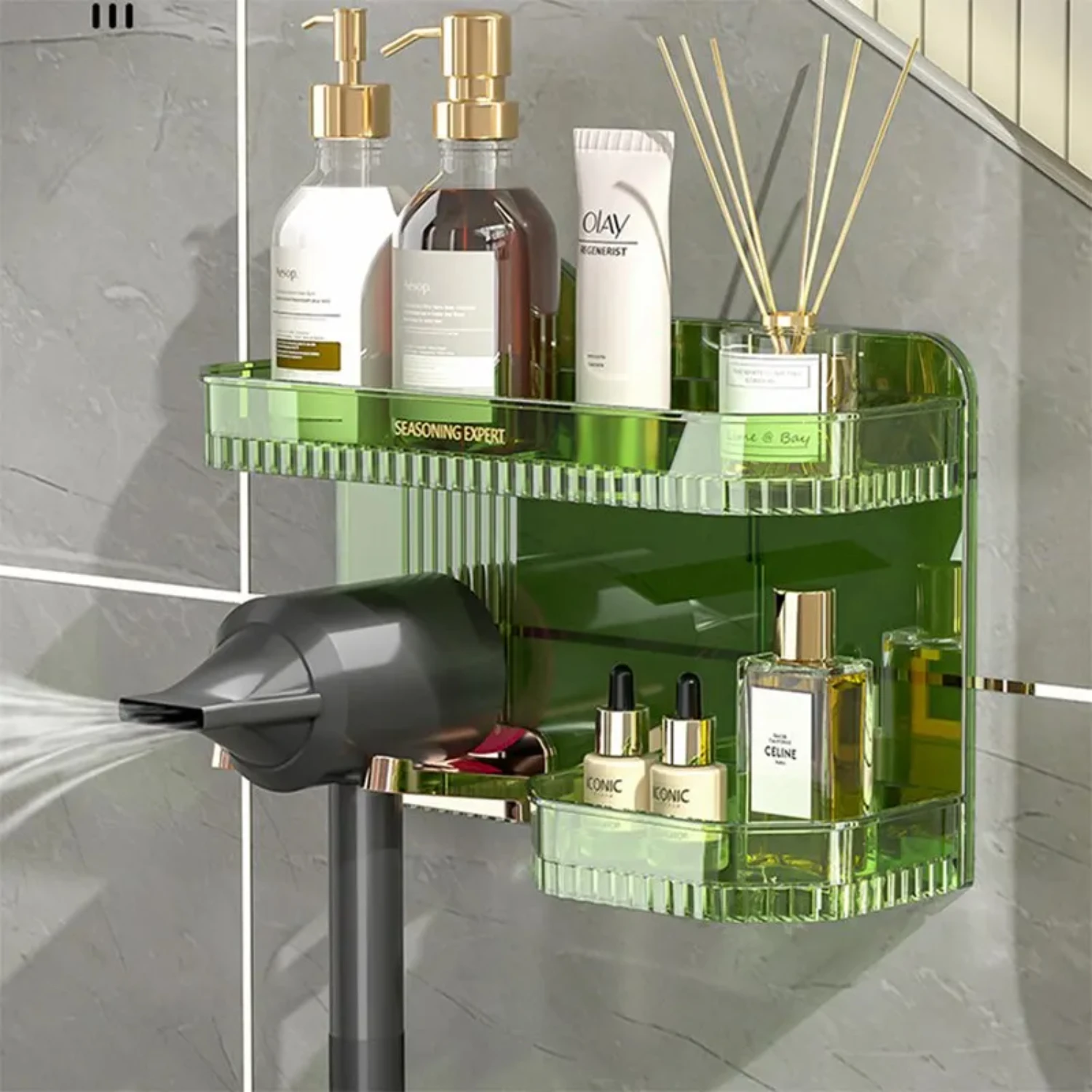 Luxurious Punch-Free Hair Dryer Rack with Strong Suction - Light Luxury Style Washstand Rack, Durable and Strong Quality Hangers