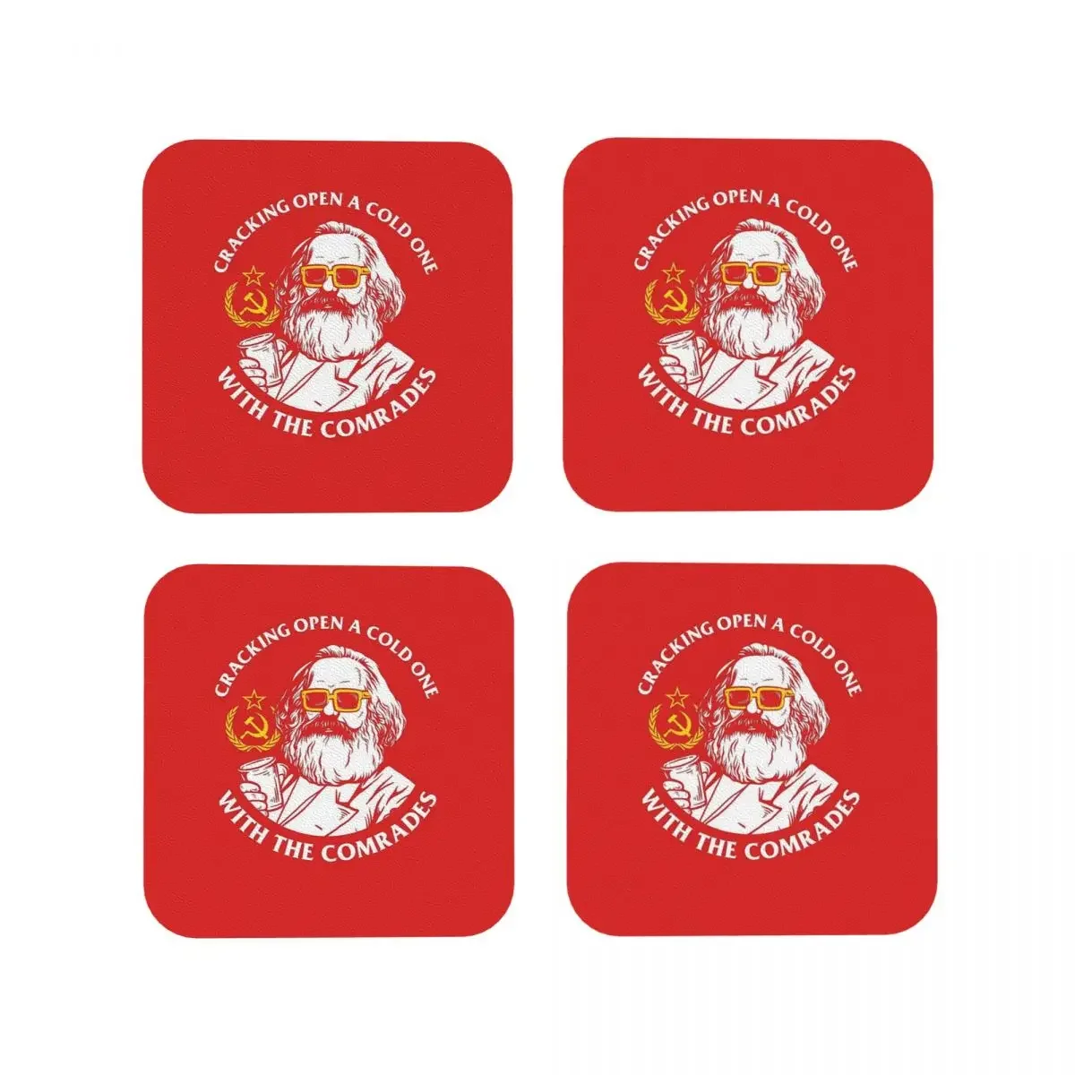 Crack Open A Cold One With The Comrades Coasters Coffee Mats Set of 4 Placemats Cup Tableware Decoration & Accessories Pads