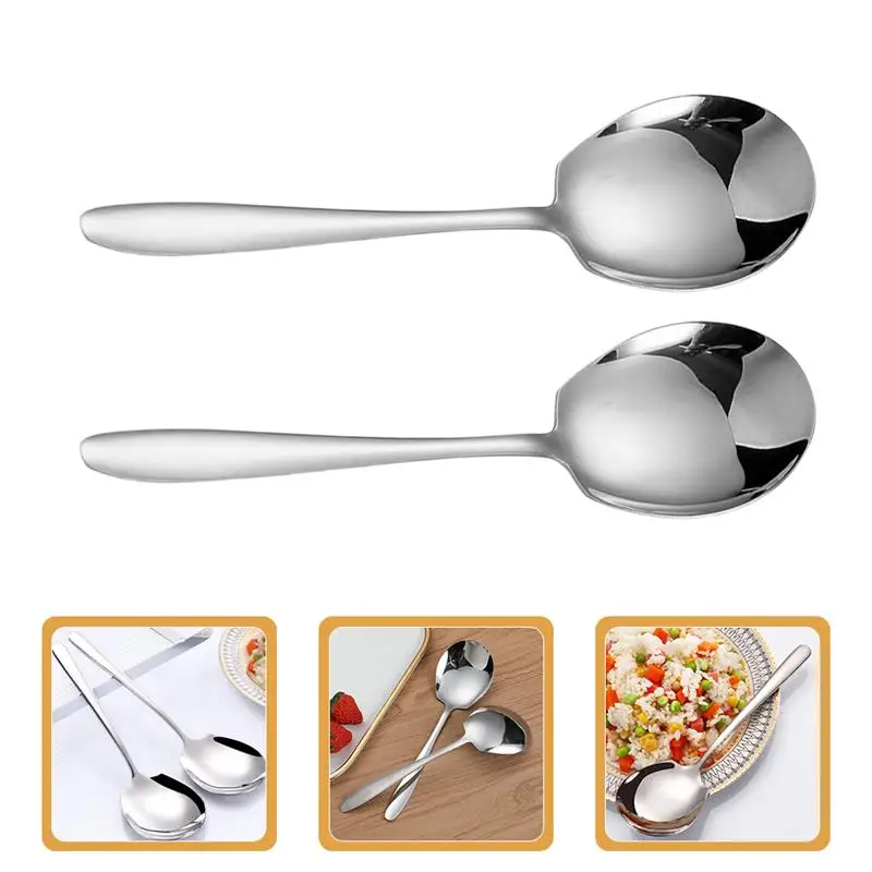 

2Pcs Stainless Steel Serving Spoon Restaurant Serving Spoon Self-Service Serving Spoon Large Buffet Serving Spoons Long Handle