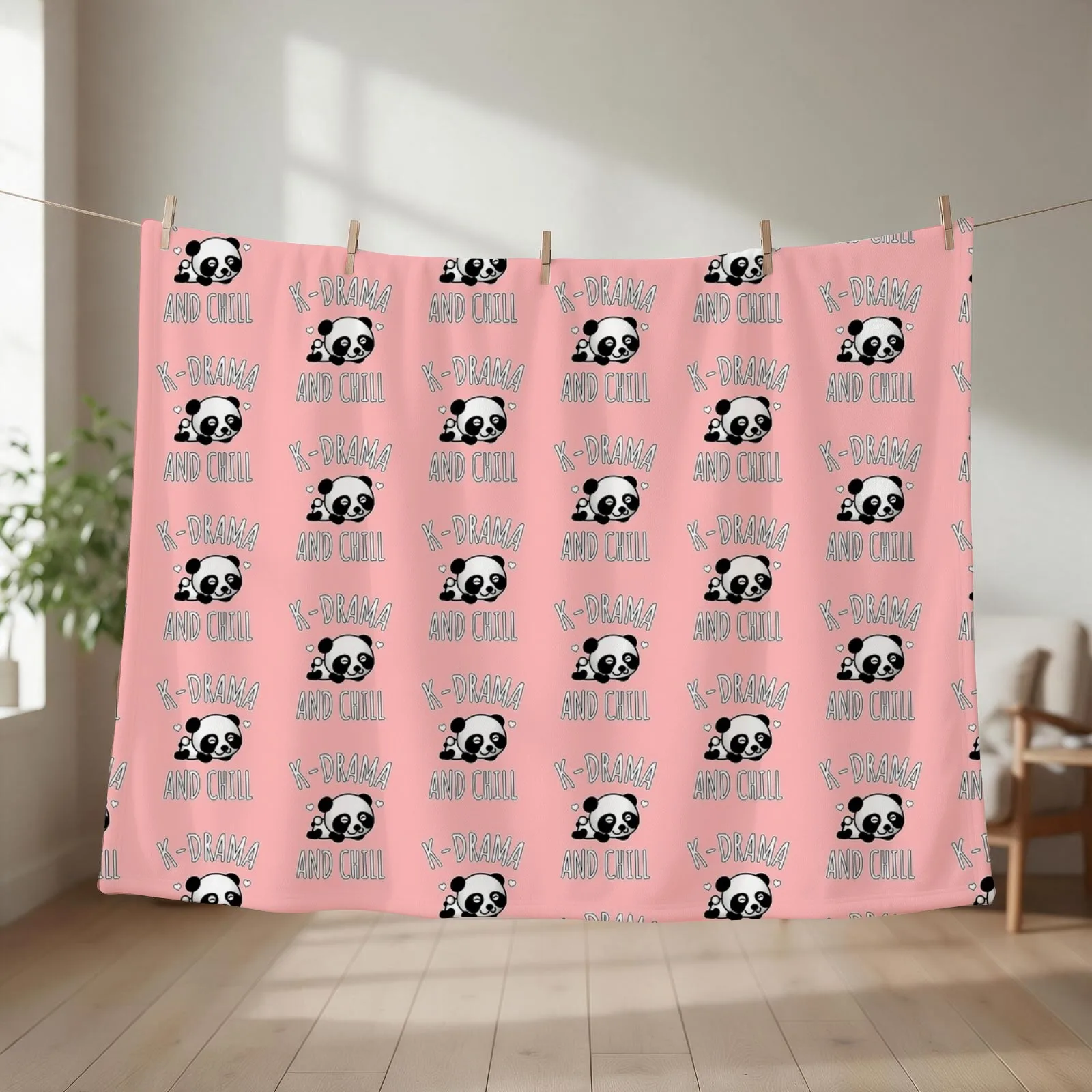 K-Drama And Chill Throw Blanket couch cozy soft plush fuzzy picnic outdoor blanket