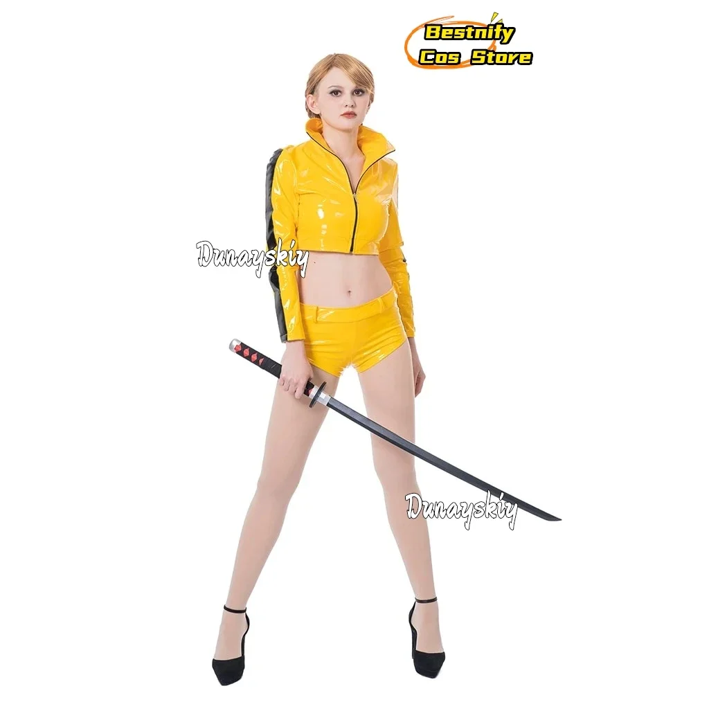 CosplayMovies ビルコスプレ衣装花嫁 Cos 黄色 PU 皮質制服女性のための大人のアニメハロウィンパーティースーツロールプレイ