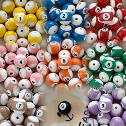 10Pcs Acrylic Billiard Ball Shape Round Beads Creative Color Big Hole Loose Spacer Beaded For Jewelry Making DIY Bracelet 16mm