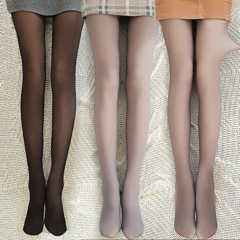 Thicken Plus Size Winter Warm Leggings Women Fleece Tights Women Sexy Elastic Translucent Thermal Pantyhose Slim Velvet Stocking