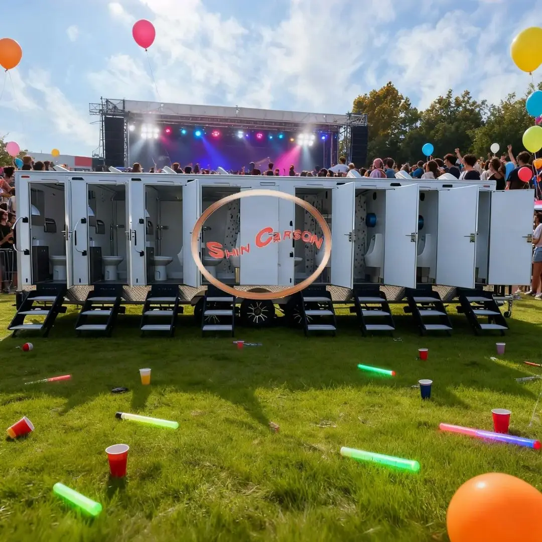 Weather-Resistant Towed Mobile Toilet - Trailer Restroom with Flush & Storage for Camping, Events & Emergency Rescue