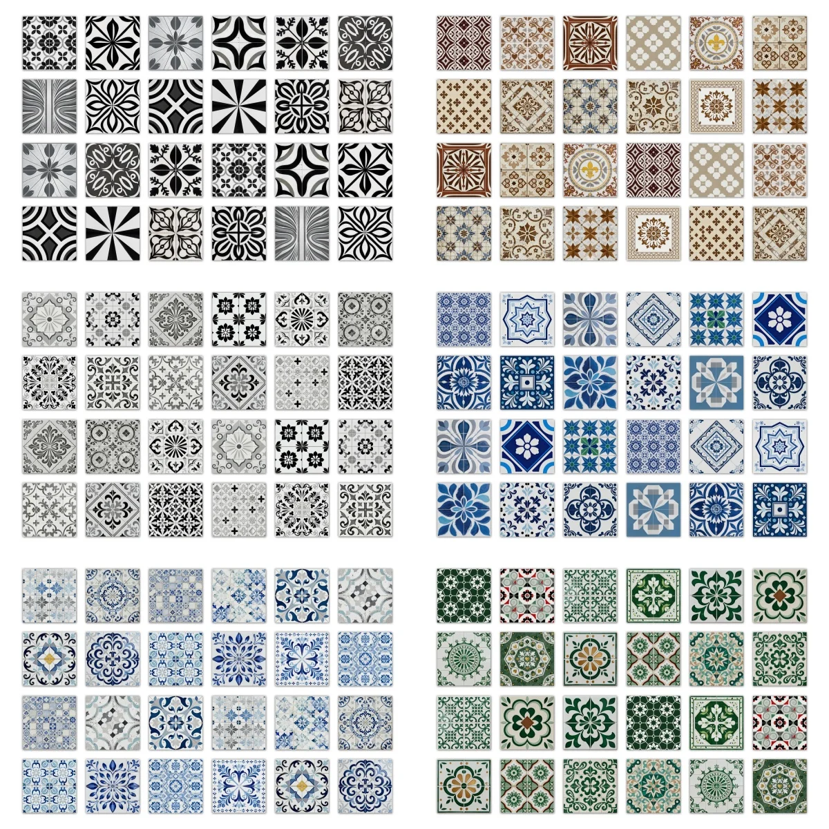Adesivos de azulejos de 10/15/20cm, 24 peças, adesivos de parede removíveis, papel de parede para cozinha, banheiro, sala de estar, decoração de casa