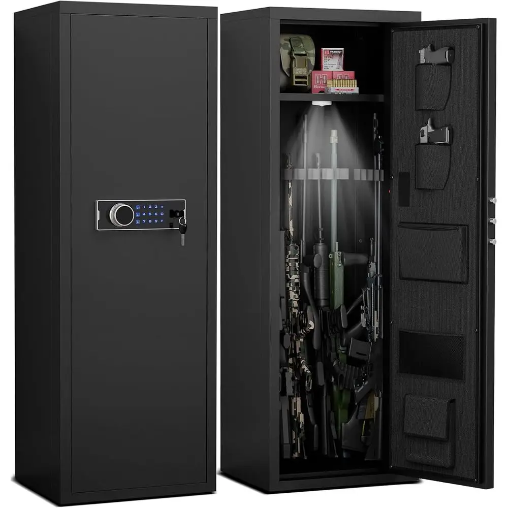 

Large Metal Electronic Digital Lock Rifle Safe for Home Firearms Storage: Shotguns, Rifles, and Pistols Security Cabinet
