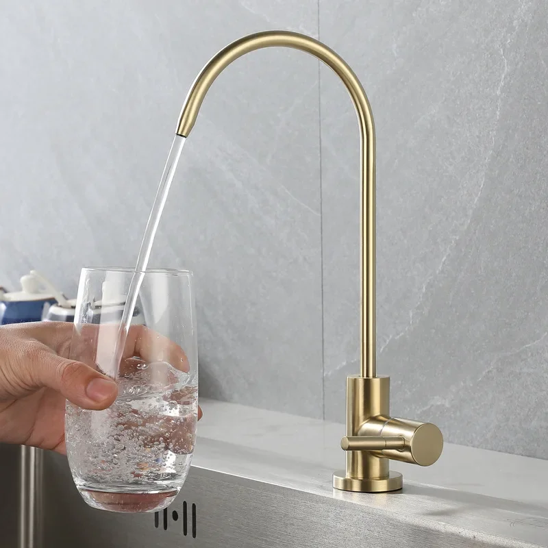 Kitchen direct drinking water purifier faucet 2 minutes 304 stainless steel net single cold fine spout water purifier faucet