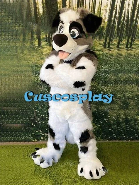 Christmas Husky Dog Fox Mascot Costume Long Fur Furry Costume Fursuit Wolf White Blue Cosplay Party Fursuit Halloween Suit Adul