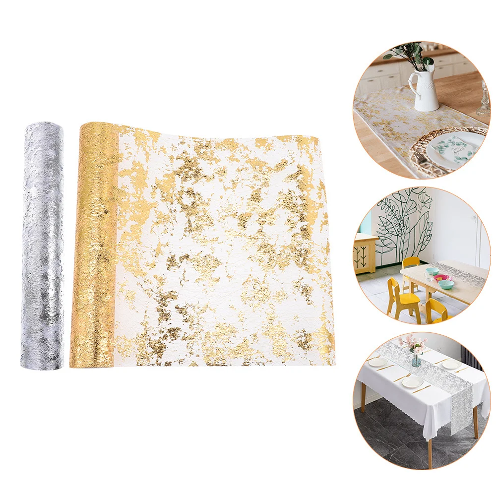 

2Pcs Decorative Tulle Table Runner Table Runner Wedding Dining Room Holiday Party Centerpieces Gold Runners