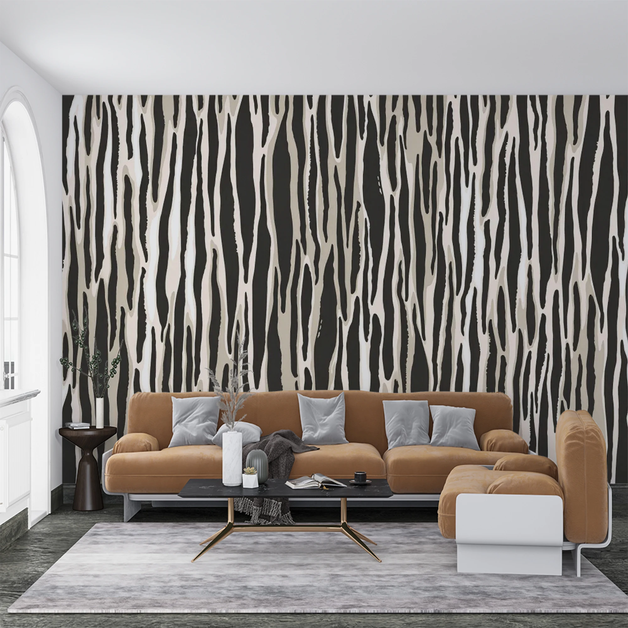 Custom Zebra Print Mural Modern Abstract Stripe Wallpaper Animal Skin Pattern Wall Mural for Living Room Home Decor
