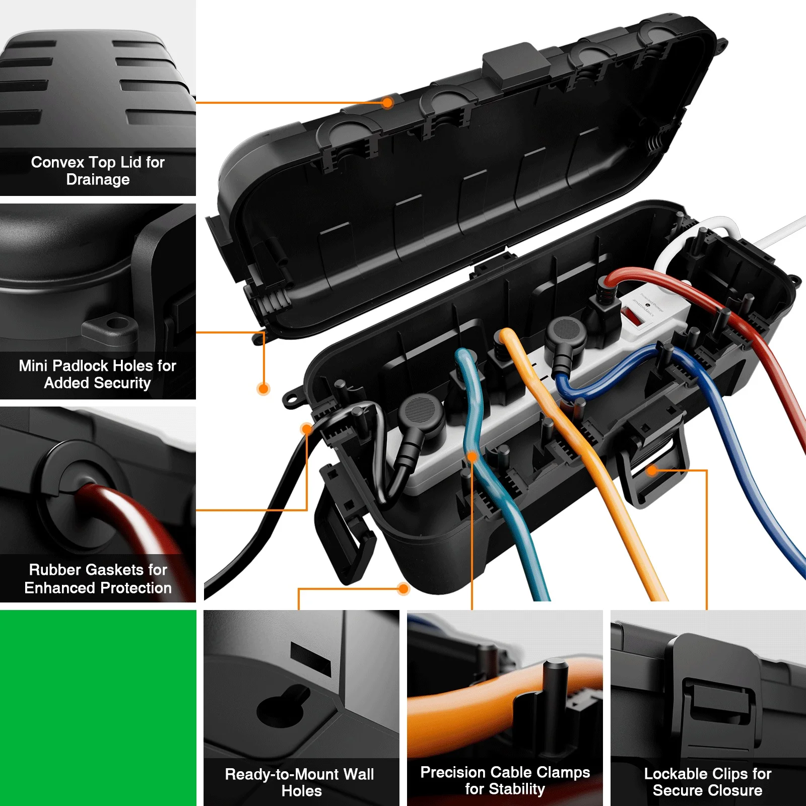 Waterproof Outdoor Electrical Box, Available in 10 Color Options, Weatherproof Connection Box for Protecting Plugs and Sockets