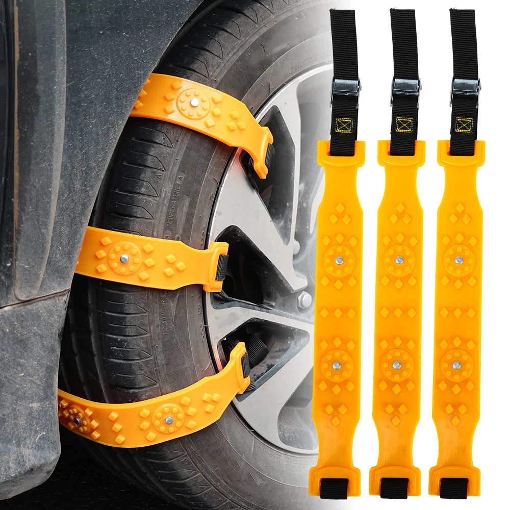 

5pcs Automobile Snow Tire Chains Belt Thickened Widened Cow Tendon Steel Nail Universal Tire Anti-skid Traction Chain Adjustable