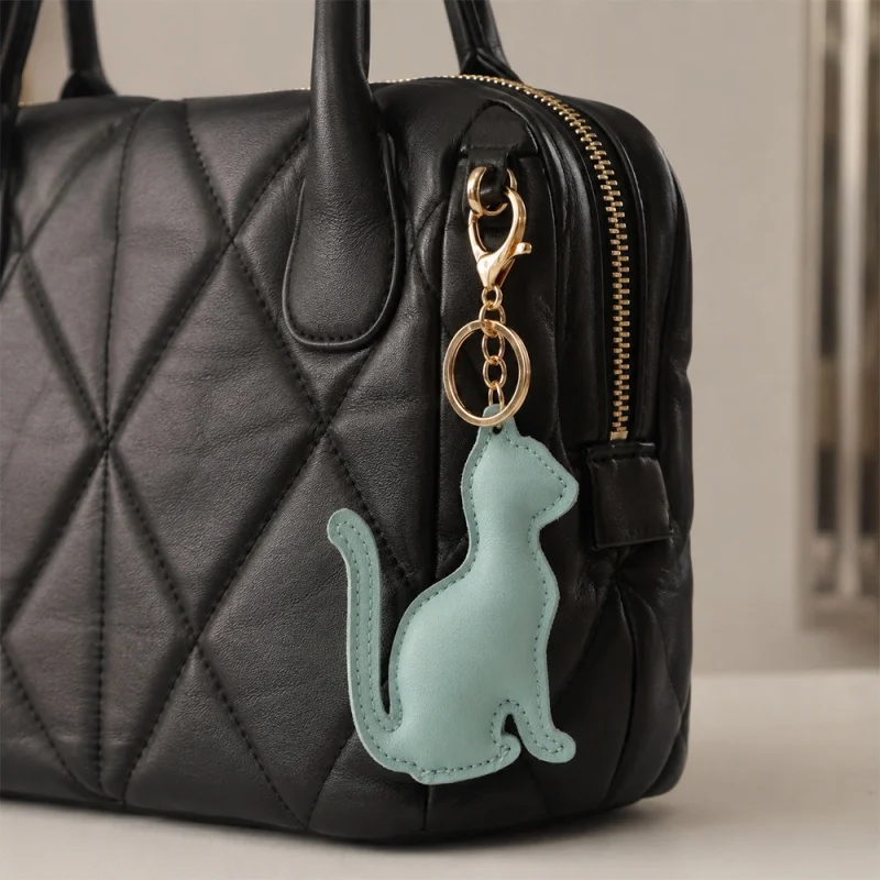 PU Leather Kitten Bag Pendant Bag Accessory Versatile Small Cat Car Hanging Ornament Keychain