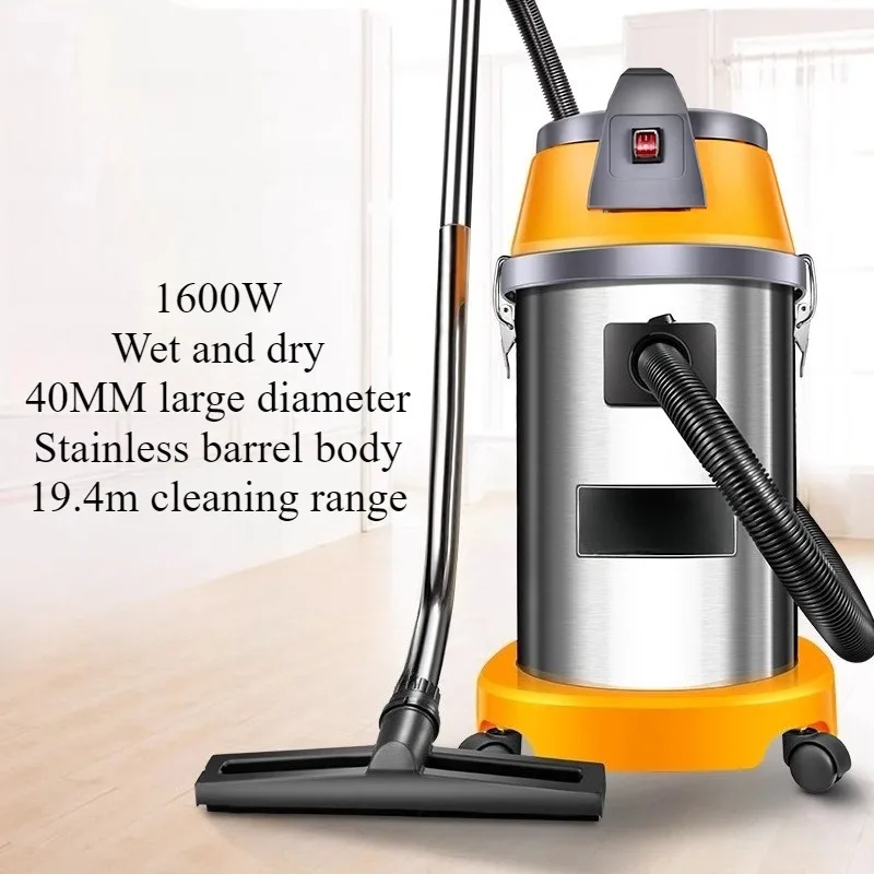 220V 1600W 50L/S Industrial Dry/Wet Vacuum Cleaner with Stainless Steel Tank for Car/House/Workshop Cleaning Heavy Duty Use
