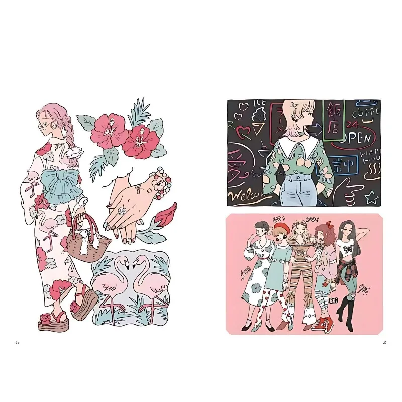 كتاب تلوين الموضة اليابانية الأصلية كتاب تلوين توضيحي عصري ولطيف