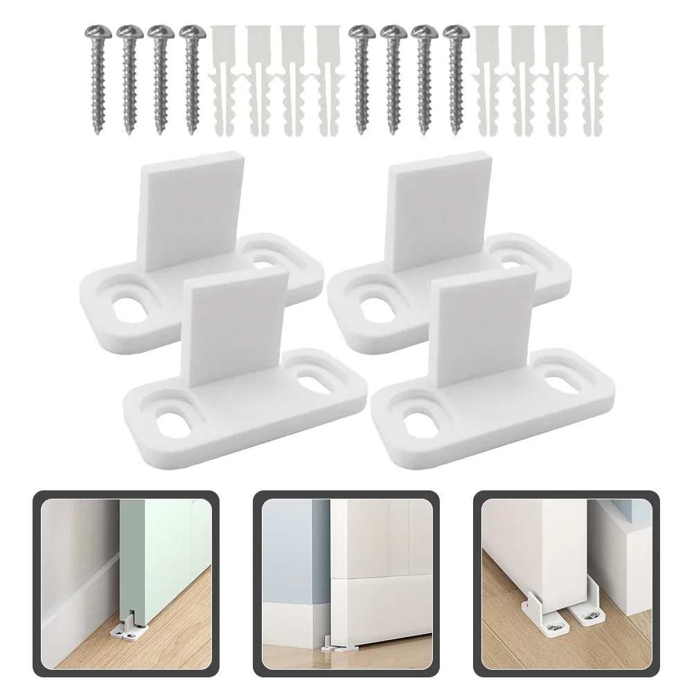 4 Sets Barn Door Swing Stop Guide for Floor Mount Sliding Bottom Stability Carbon Steel