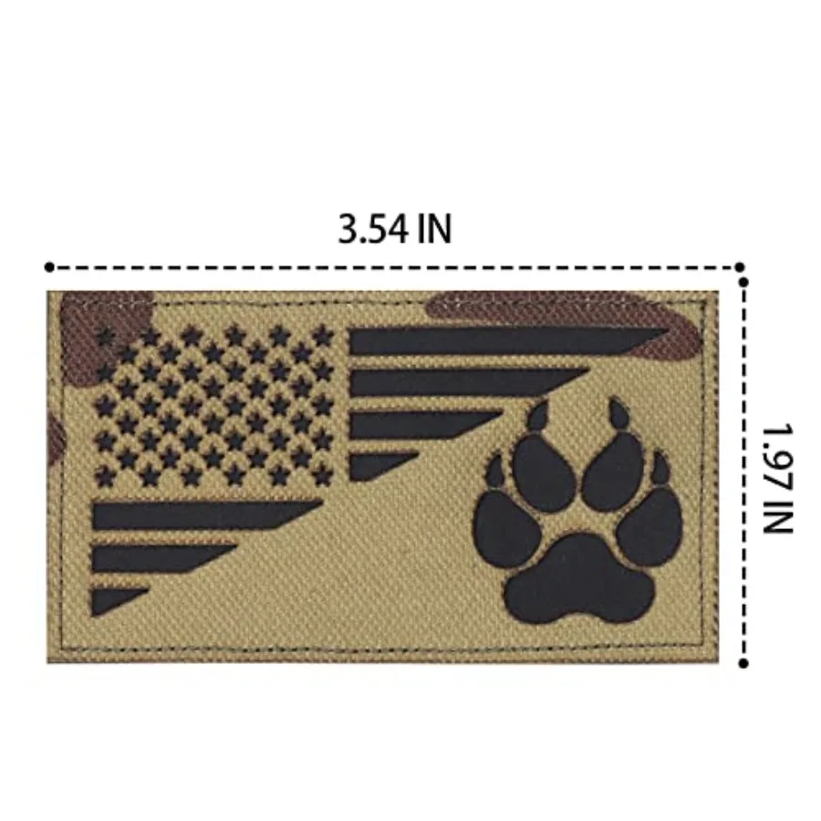 2 حزمة من رقع الكلاب لحزام الكلاب Trar Paw المطرزة مع العلم الأمريكي لسترات الحيوانات المتوسطة والكبيرة