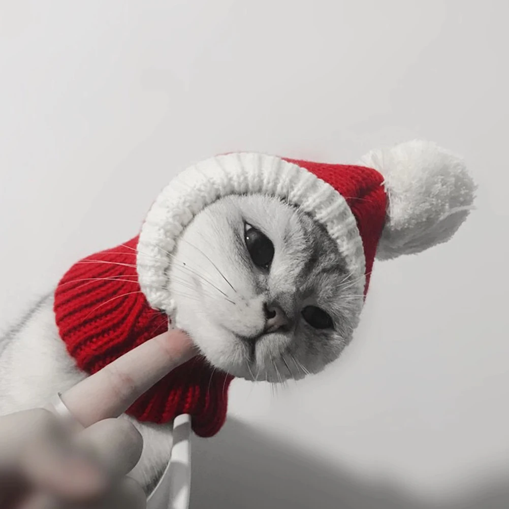 

Pet Santa Hat Knitted Christmas Hats for Dogs Winter Soft Decoration Warm Brim Mother