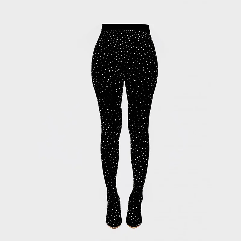 Shiny Rhinestone Thigh High Boots Women High Heels Shoes Over The Knee Boots Women Breathable Stretch Fabric Pants Jumpsuit Boot