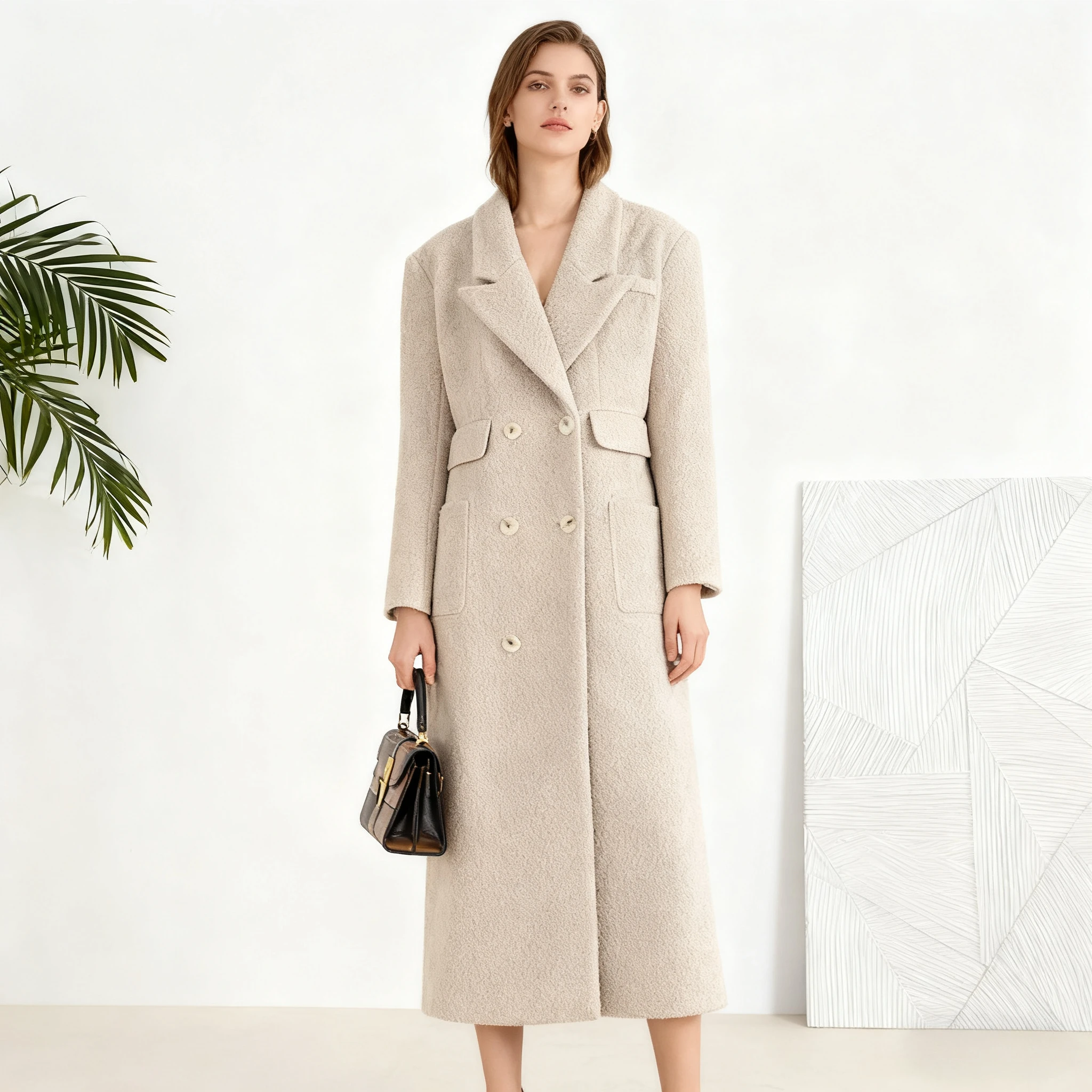 

Long Coat Women Coats Work Turn Down Collar Y2k Party Thick Work Cotton Trench Streetwear Elegant Jackets Wool Autumn Winter