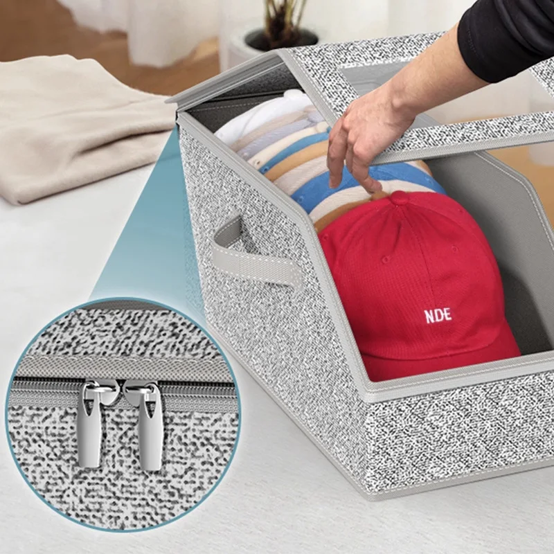 Portable Grey Fabric Hat Storage Case Ideal for Closet Organization Travel Suitcase Packing and Bulk Gifting for Hat Lovers TMZ