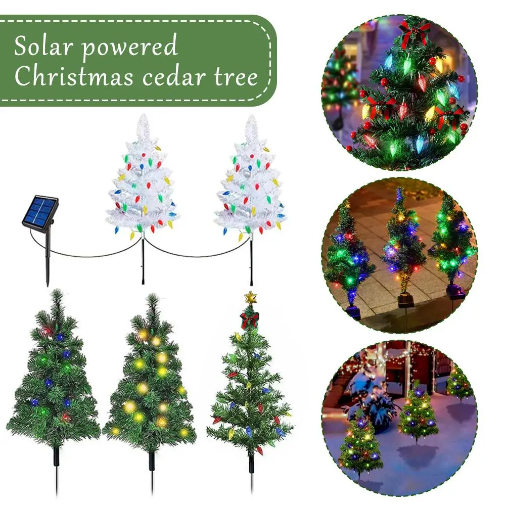 Solar Christmas Cedar Tree Home Bedroom Party Decorations DIY Gift Handicraft 2025 Artificial Christmas Children New Tree Y X6O8