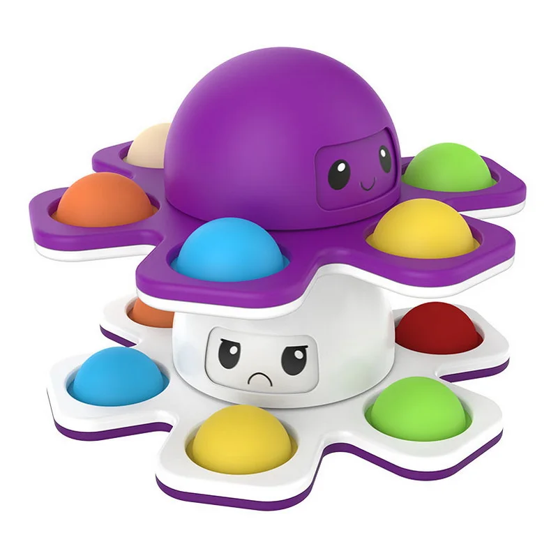 Lustige Zappeln spielzeug Octopus Spinning Top Vent Gyro Drei Ausdruck Fidget Spinner Spielzeug Push Pop Blase Stress Relief für Kinder baby