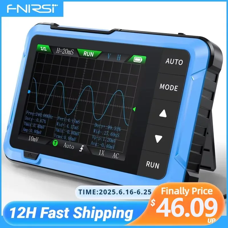

FNIRSI DSO510 2-в-1 осциллограф новый 10 МГц мини портативный цифровой генератор сигналов 48MS/s частота дискретизации электронный инструмент для ремонта
