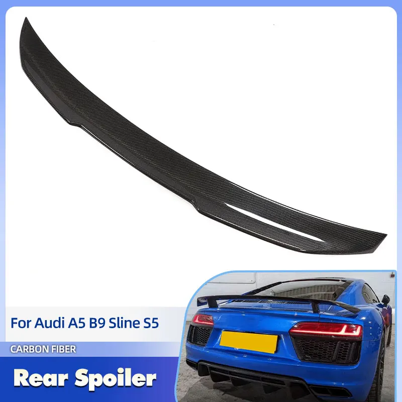 

Автомобильный задний спойлер багажника, крылья из углеродного волокна для Audi A5 B9 Sline S5 4-дверный 2017-2023 гоночный задний спойлер, крышка багажника, крыло, губа