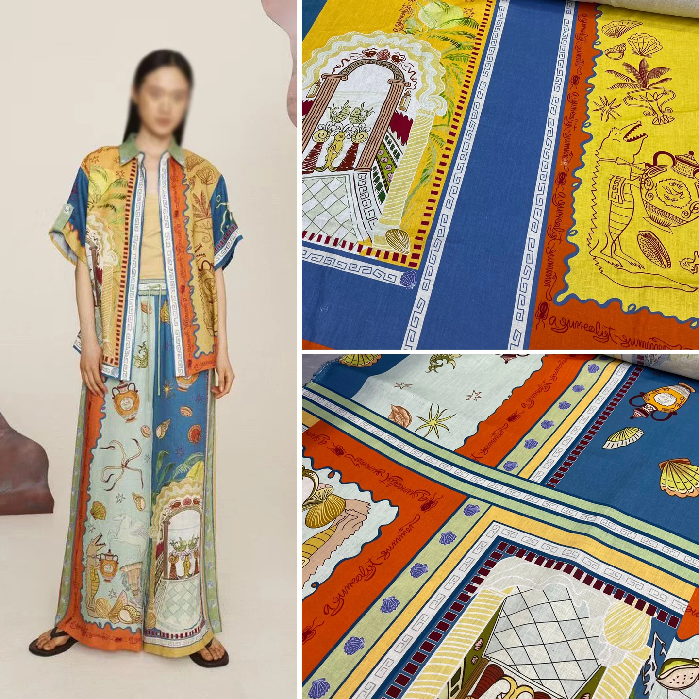 

Чистая льняная ткань с экзотическим принтом для одежды, ручной работы, для декора дома, губчатая подкладка, одна штука, из Шэньчжэня, Китай, 100% лен