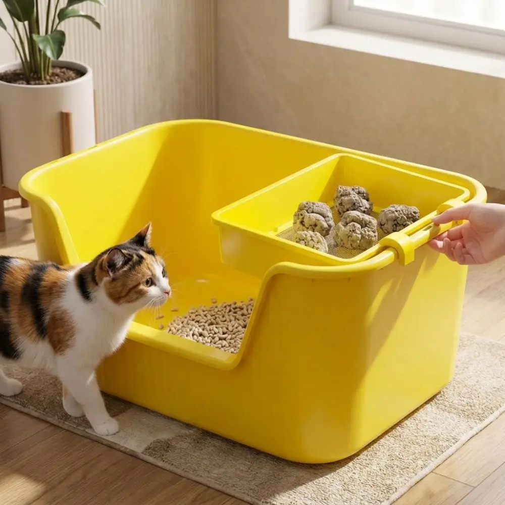 Efficient Hanging Cat Litter Sifter Plastic Fine Mesh Lazy Cat Cleaning Tool Rust-Resistant Large Capacity