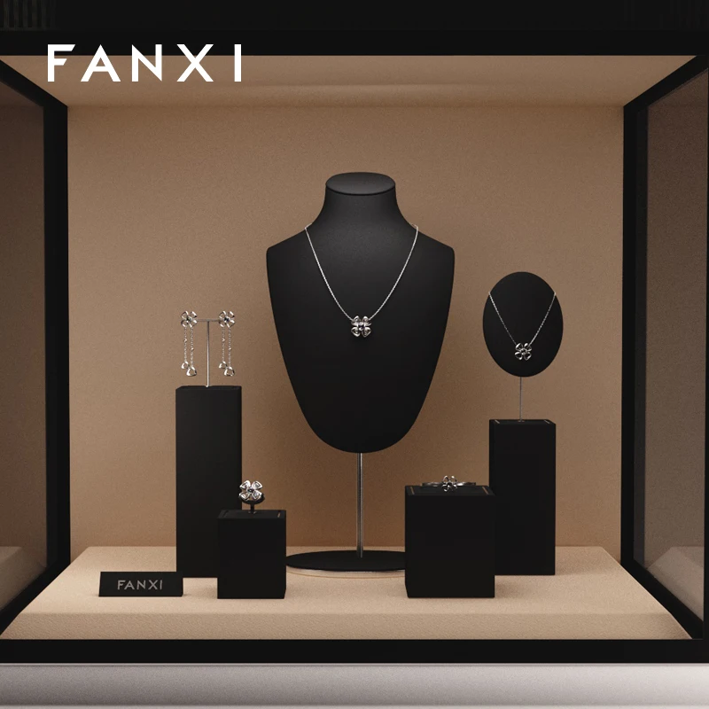 

Original Jewelry Display Stand Microfiber Necklace Pendant Earrings Counter Set Display Stand jewelry boxes and packaging