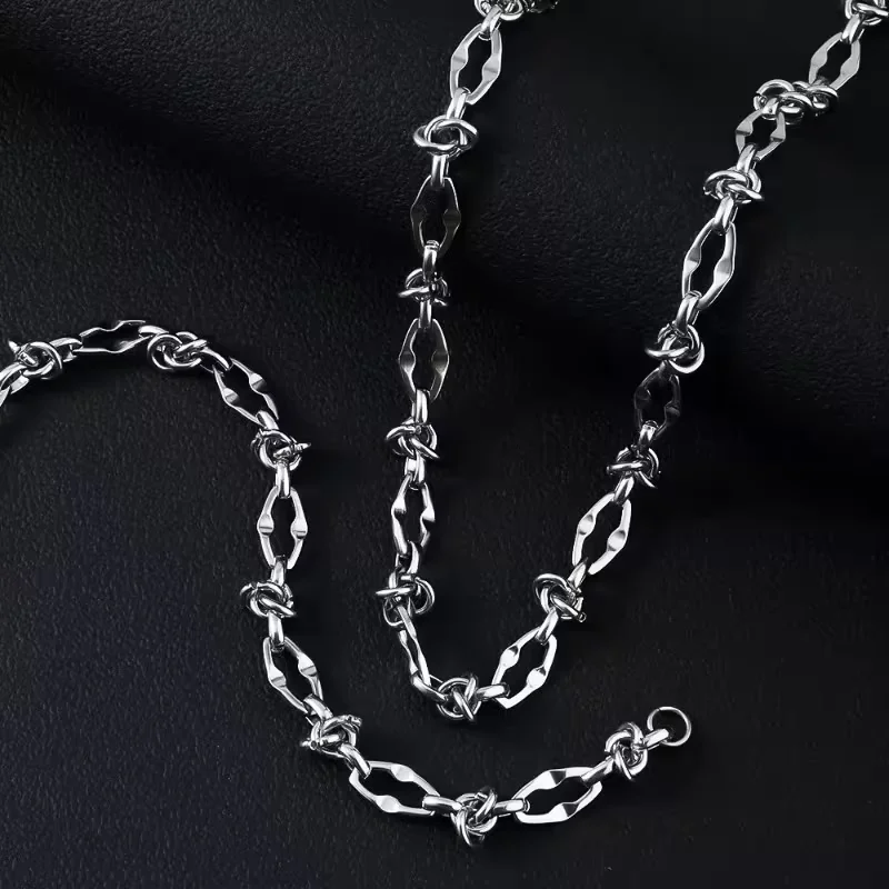 Men's Stainless Steel Heavy Thorn Knot Necklace, Gothic Street Punk Creative Trendy Accessory, Fashionable Everyday Jewelry