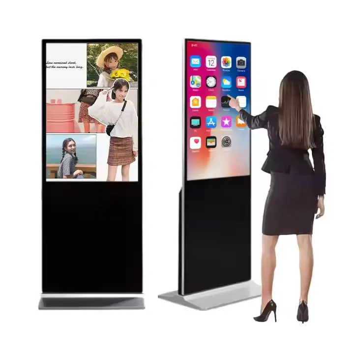 32 43 49 55 65 Inch Touch Screen LCD Kiosk   Floor Standing Video Player for Digital Signage and Advertising Display