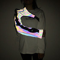 Men Women Dark Tactical Style Colorful Reflective Cargo Vest Y2K High Street One-shoulder Techwear Jackets chaleco жилетка