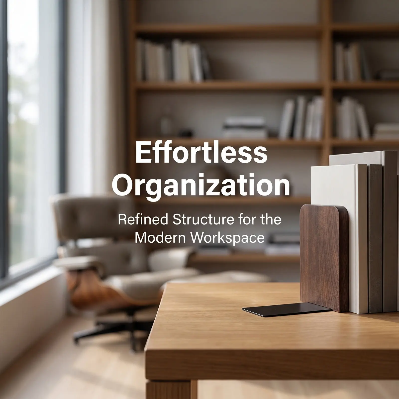 2Pcs Desktop Wooden Bookends Heavy Duty Minimalist Vertical Farmhouse File Organizer Office Desk Storage Rack 5.1x4.5x3.1 Inches