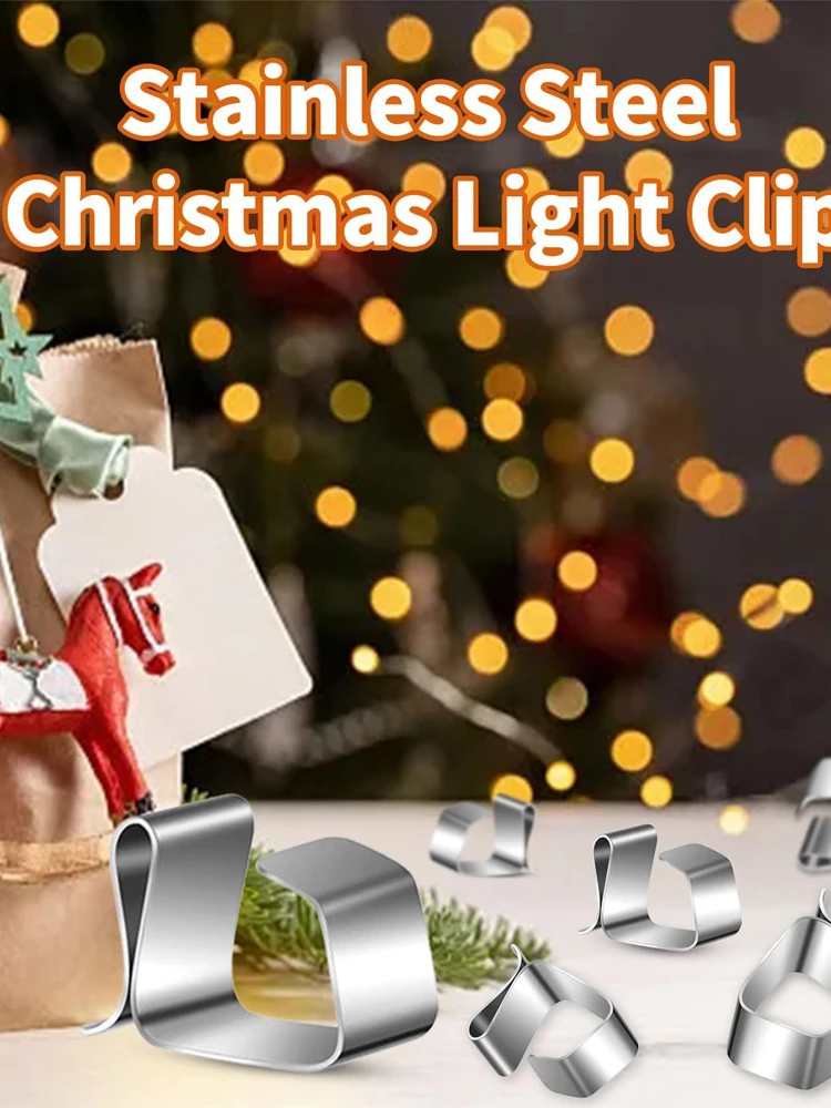 50/100 Stuks Goot Haken Rvs Kerstverlichting Clips voor Kerstverlichting Vakantie Lichten Clips voor Dakgoten - afbeelding 2