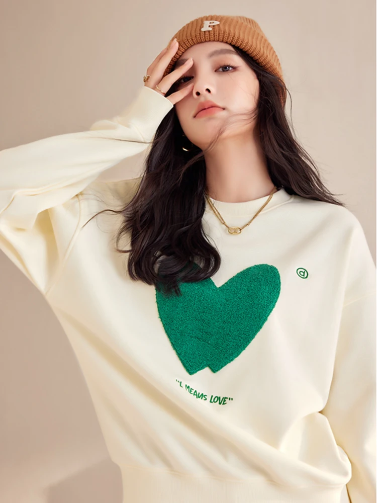Women Hoodies 2024 Autumn New Round Neck Long Sleeve Tops Fashionable Casual Versatile Loose Fit Pullover