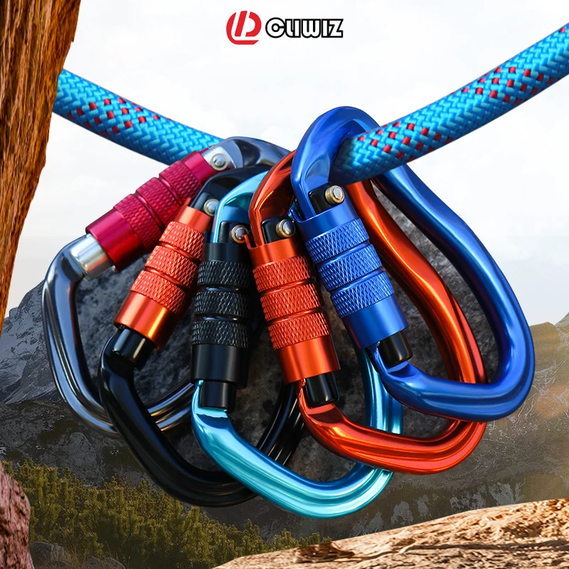 CLIWIZ Brand 23KN Outdoor Professional Carabiner 7075 Aviation Aluminum Safety Automatic Lock With Certificates CE/UIAA