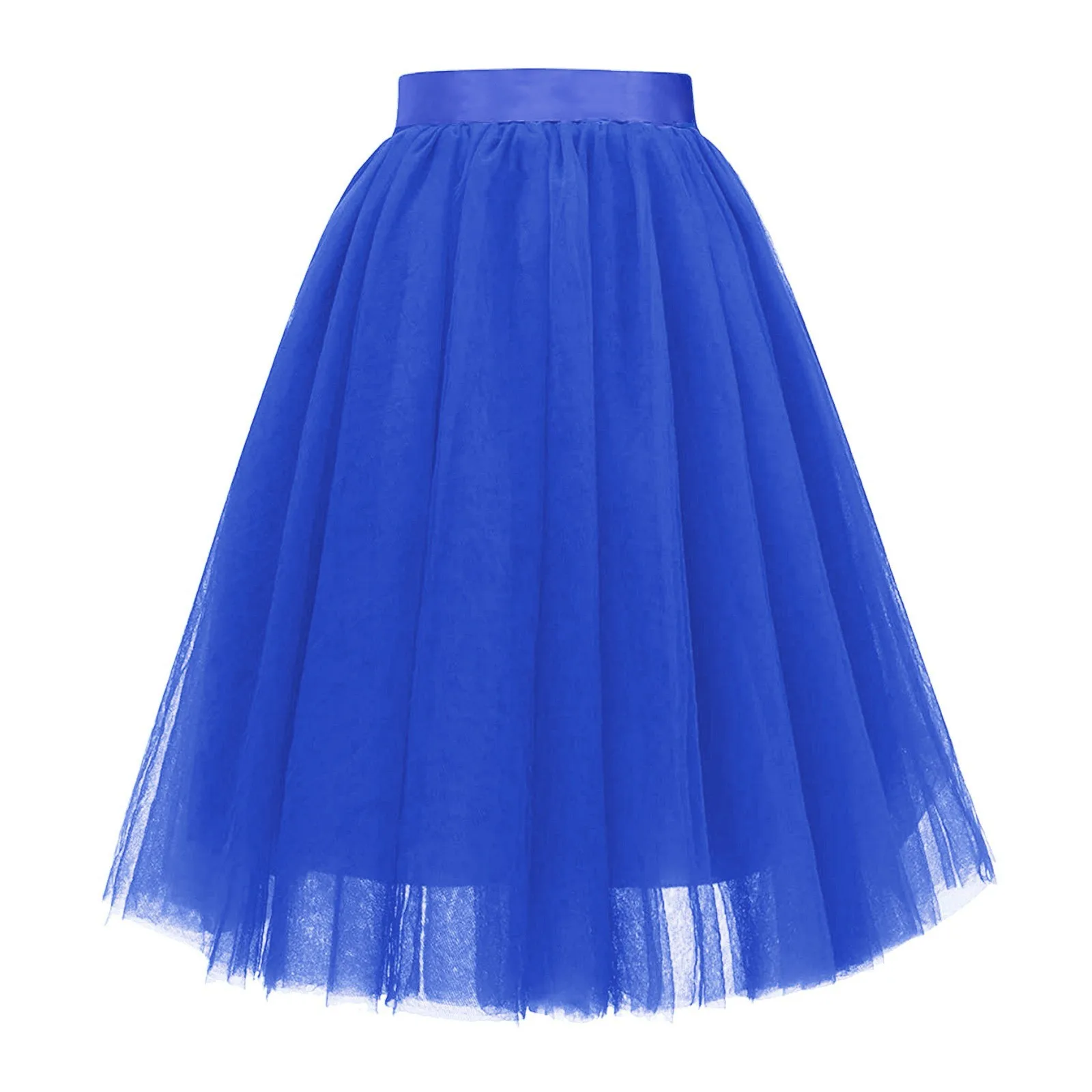 New Mesh Gauze Pleated A-line Skirt Kawaii Prom Clothes for Women Summer High Waist Pink White Blue Midi Tulle Skirts Woman 2024