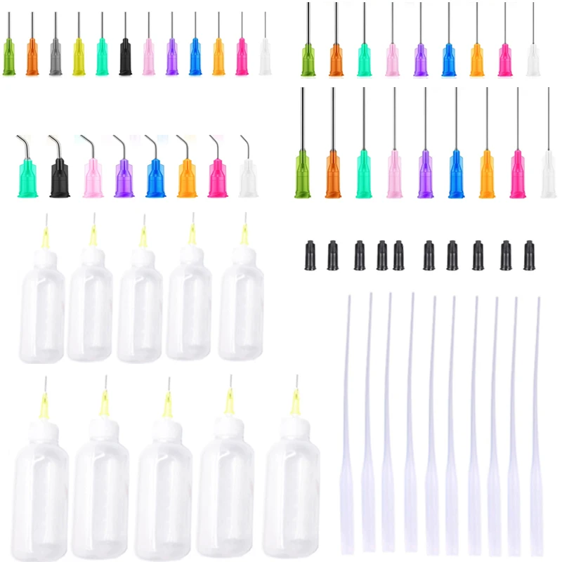 Dispensers Applicator Kit Plastic Squeeze BottlessDropping Tube Nozzle and Blunt Tip Needle  etc Works for Liquid Glue and Ink