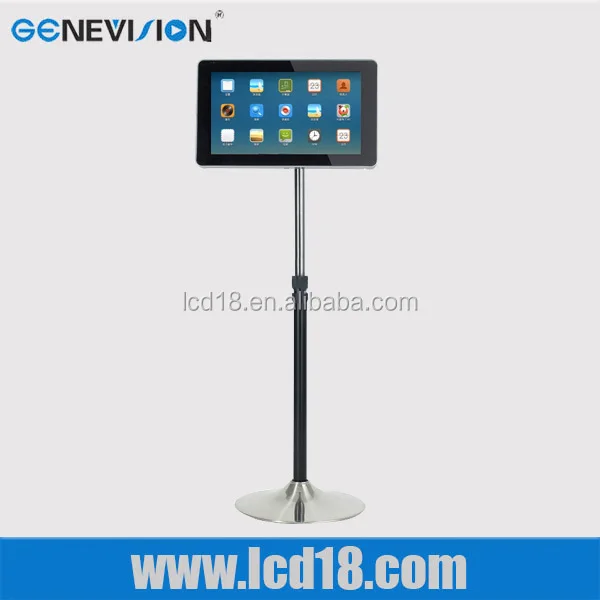 15.6 inch TFT network free standing lcd advertising display screen with shelf stand