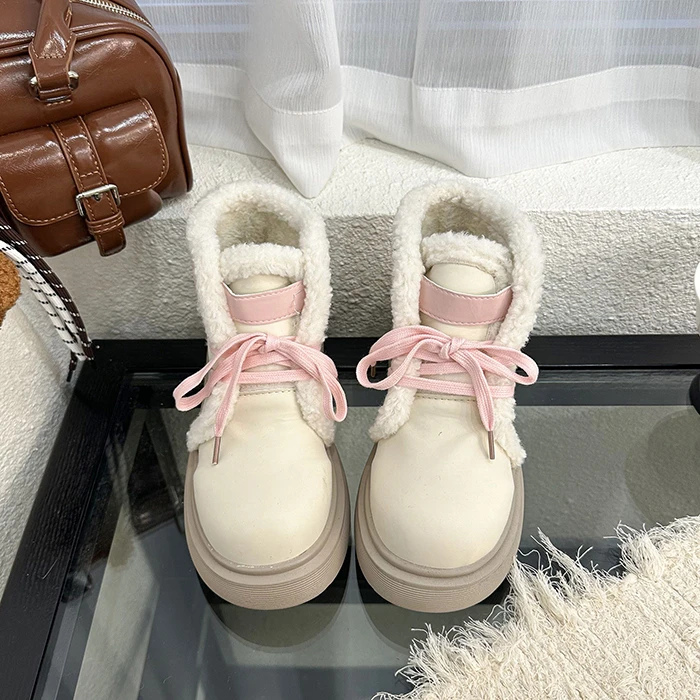 

Female Shoes Punk Style Ankle Booties Ladies Snow Boots Elegant with Medium Heels Lolita Combat Mary Janes Lamb on Slip
