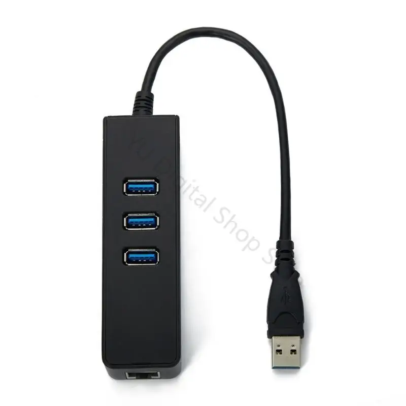 96BA USB-A Desktop Ethernet Adapter with RJ45 Access and 3 USB-A Outlets for Office