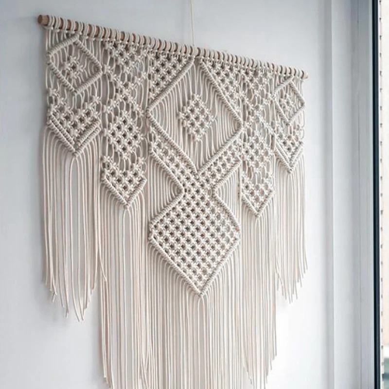 Macrame Bohemian Tapestry Wall Hanging Chic Geometric Art Handicrafts Woven Tapestry For Home Living Room Decoration